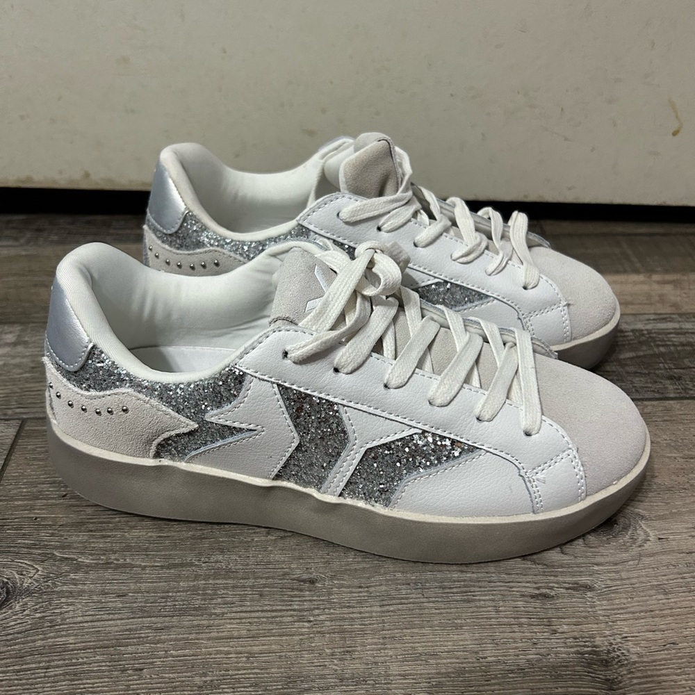 C.O.B. Culture of Brave PLAY Silver Sparkle Bling Sneaker